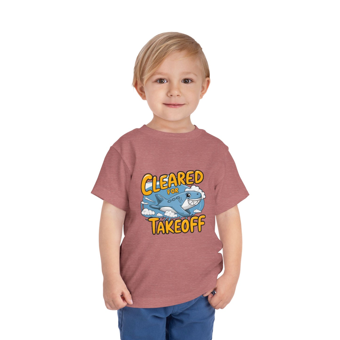 "CLEARED FOR TAKEOFF - SHARK" Toddler Short Sleeve Tee