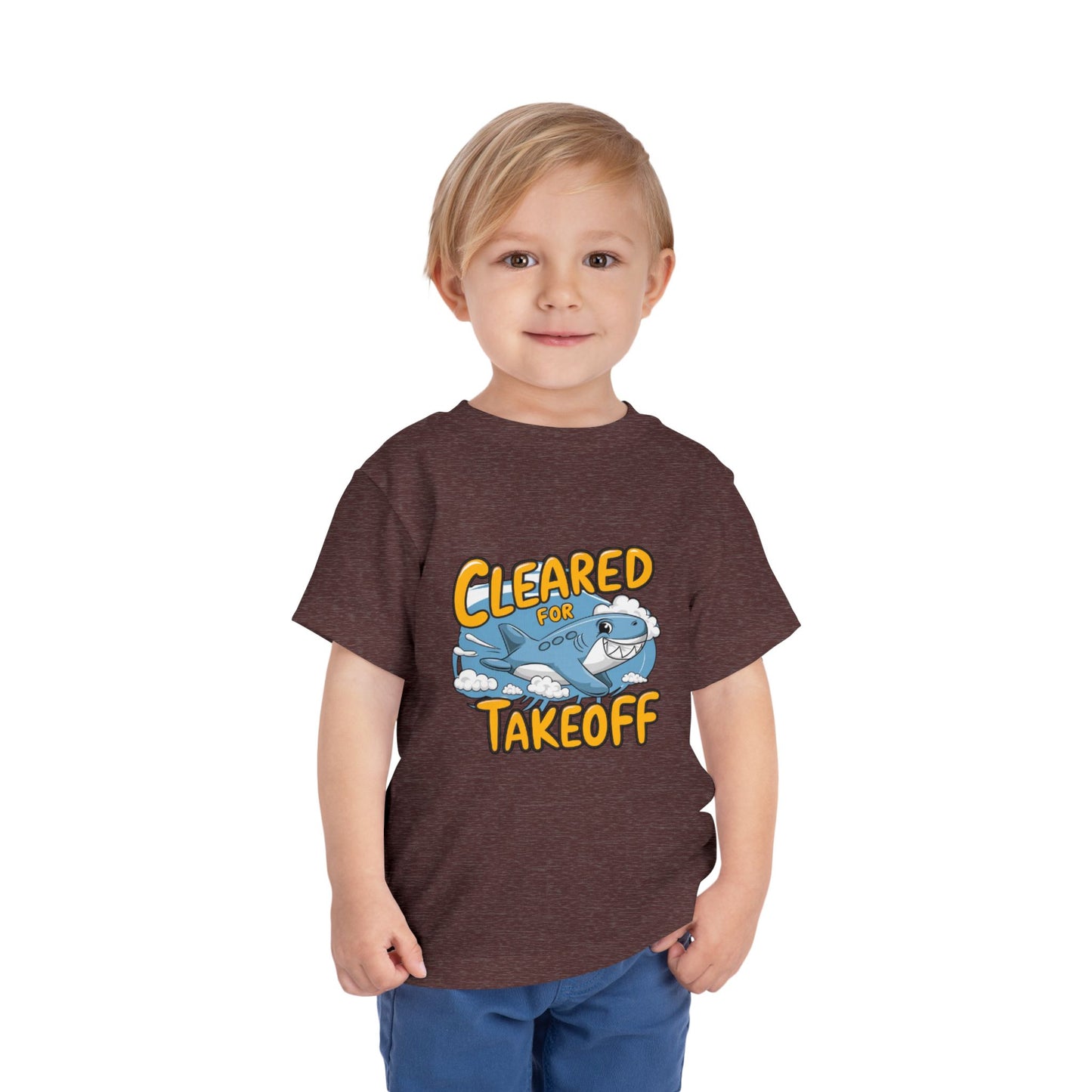 "CLEARED FOR TAKEOFF - SHARK" Toddler Short Sleeve Tee