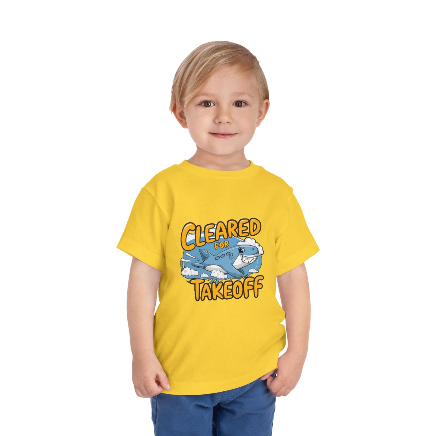 "CLEARED FOR TAKEOFF - SHARK" Toddler Short Sleeve Tee