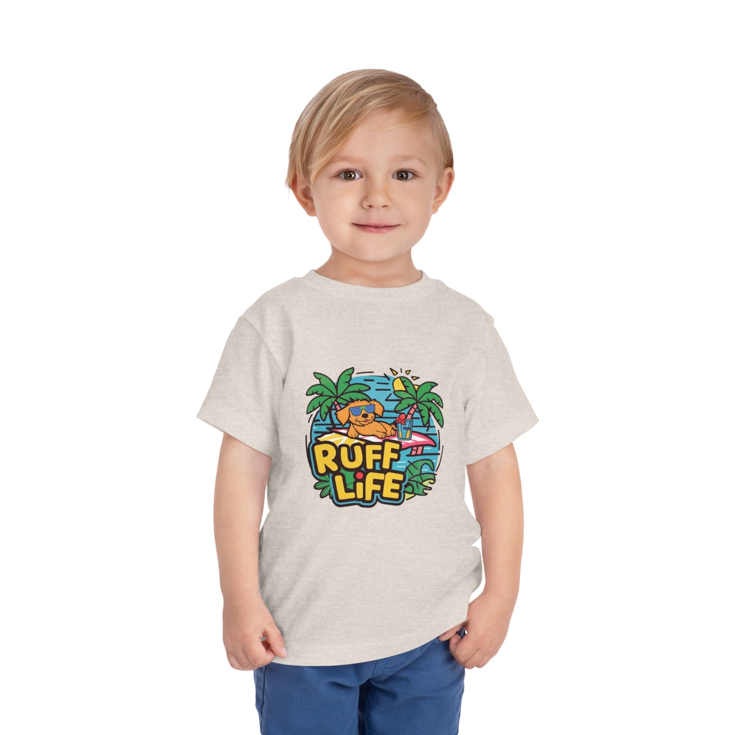 "RUFF LIFE - BEACH PUPPY" Toddler Short Sleeve Tee