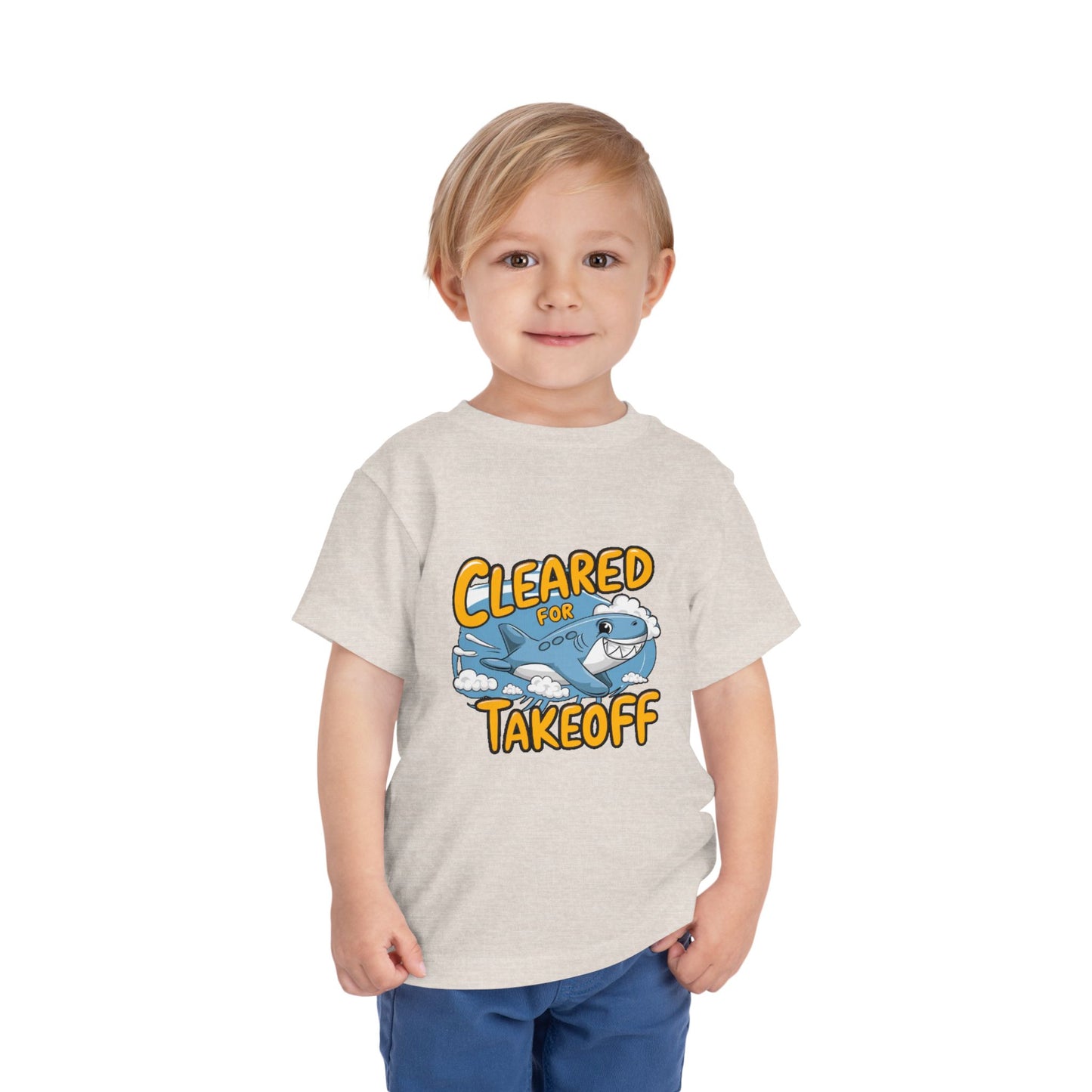 "CLEARED FOR TAKEOFF - SHARK" Toddler Short Sleeve Tee