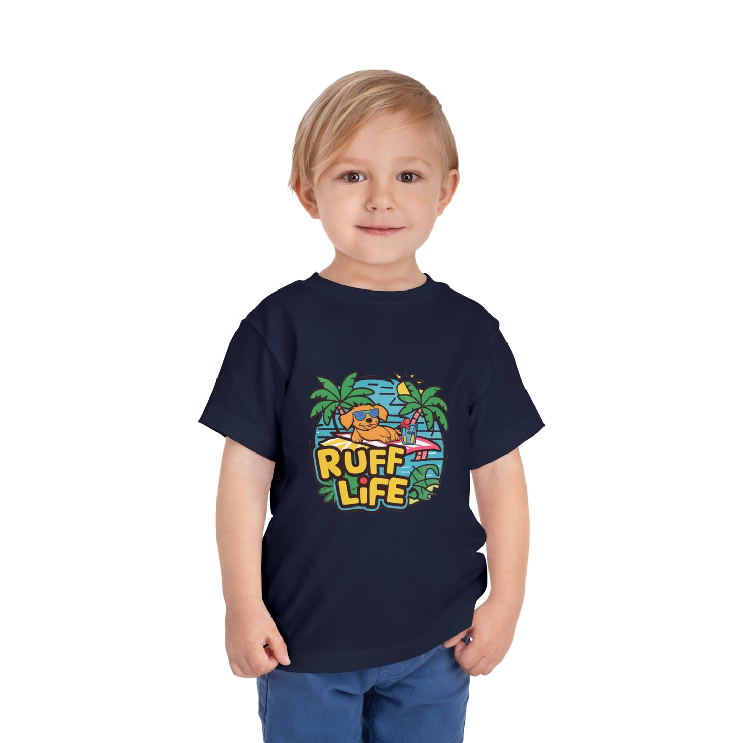 "RUFF LIFE - BEACH PUPPY" Toddler Short Sleeve Tee