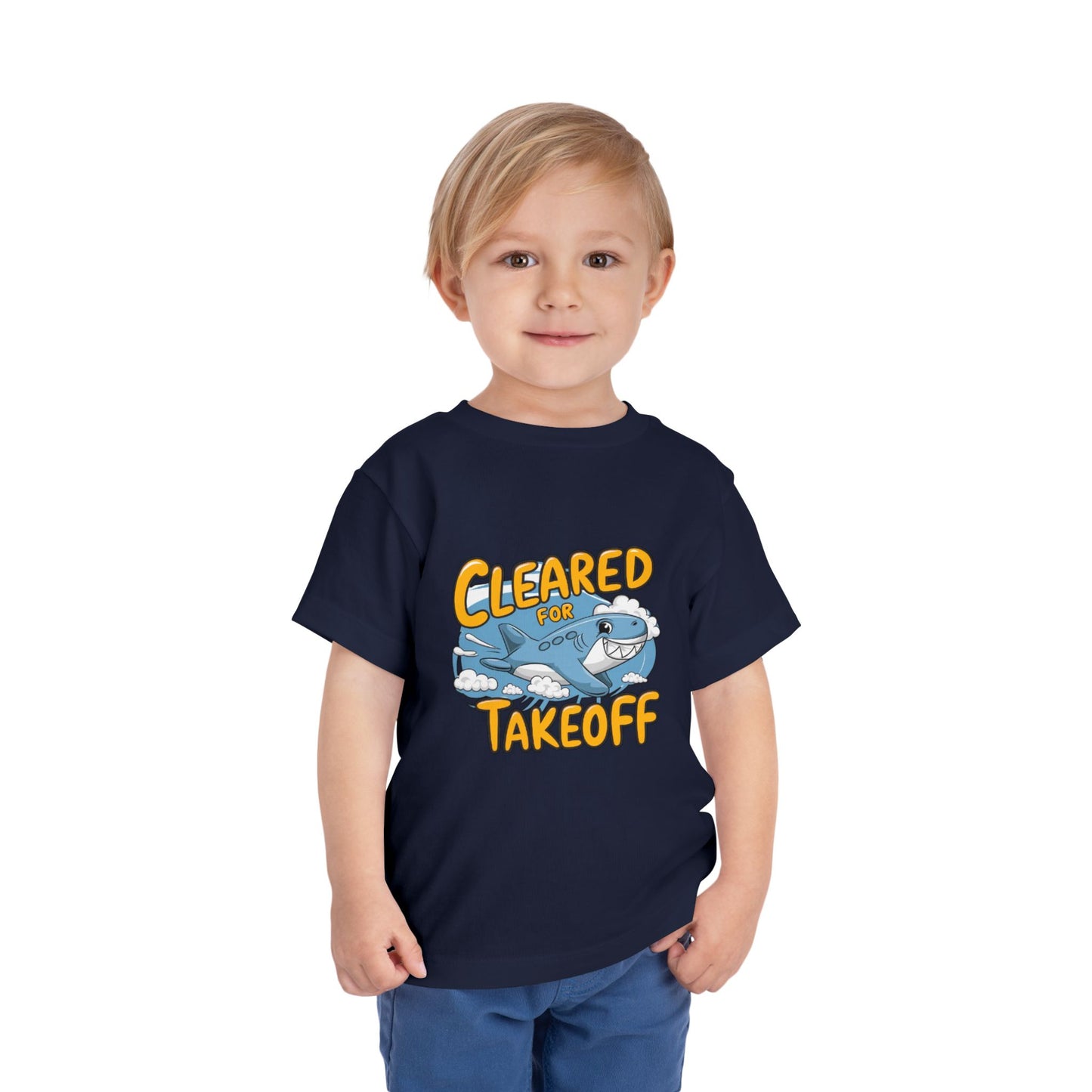 "CLEARED FOR TAKEOFF - SHARK" Toddler Short Sleeve Tee