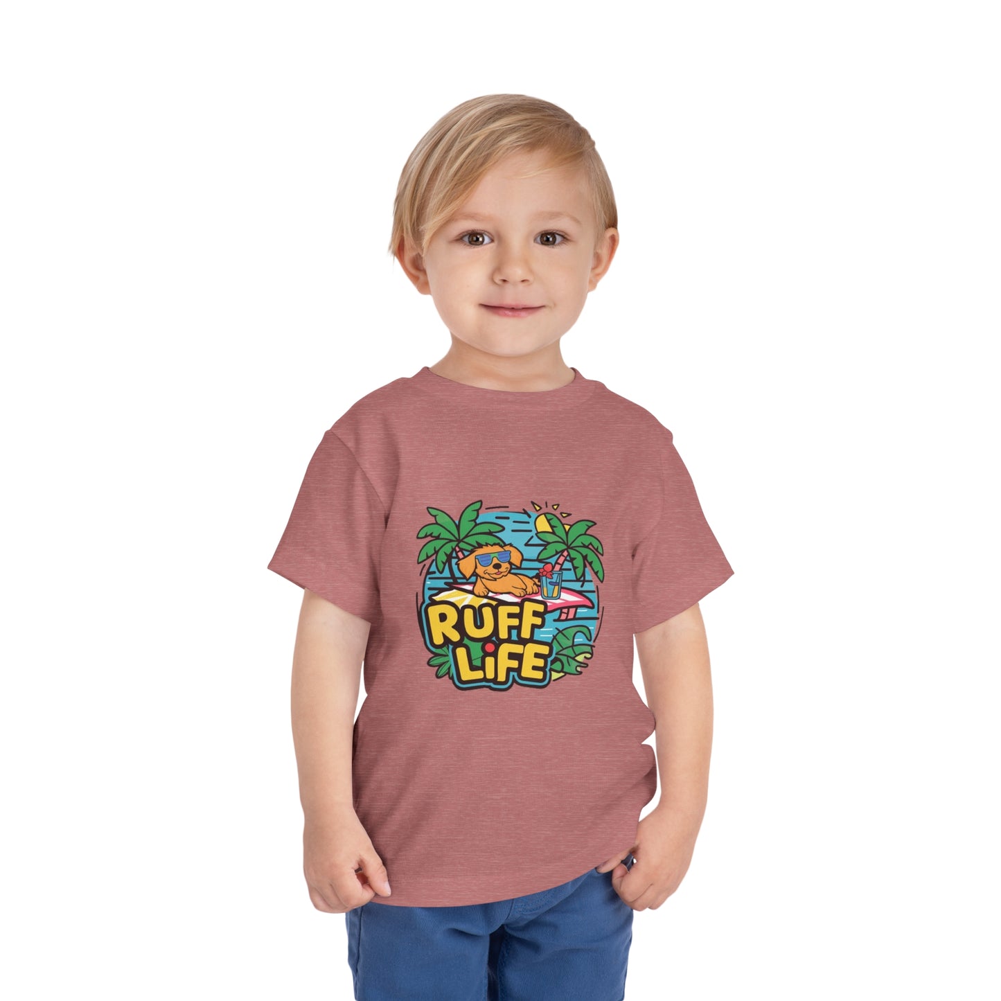 "RUFF LIFE - BEACH PUPPY" Toddler Short Sleeve Tee