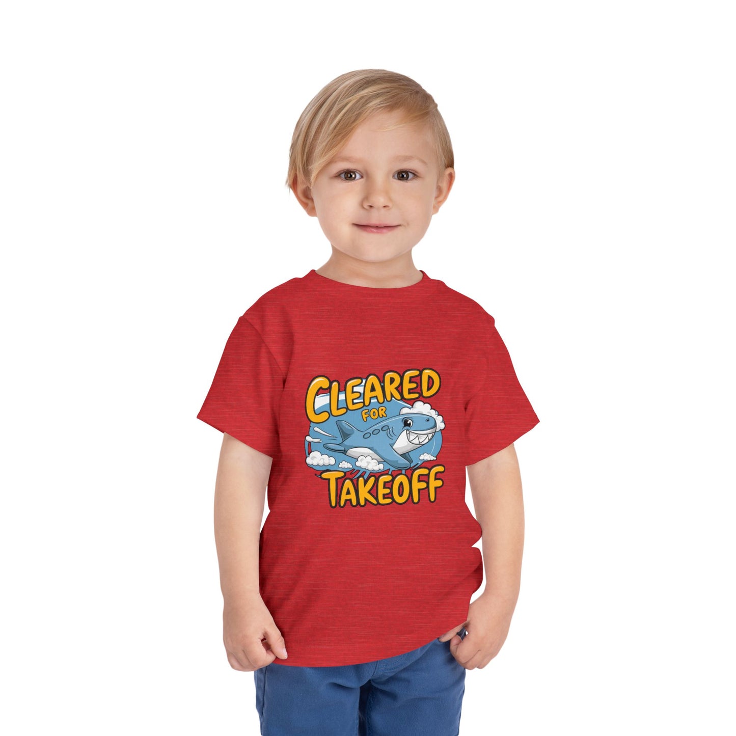 "CLEARED FOR TAKEOFF - SHARK" Toddler Short Sleeve Tee