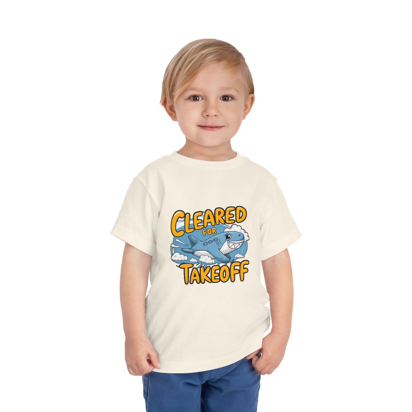 "CLEARED FOR TAKEOFF - SHARK" Toddler Short Sleeve Tee