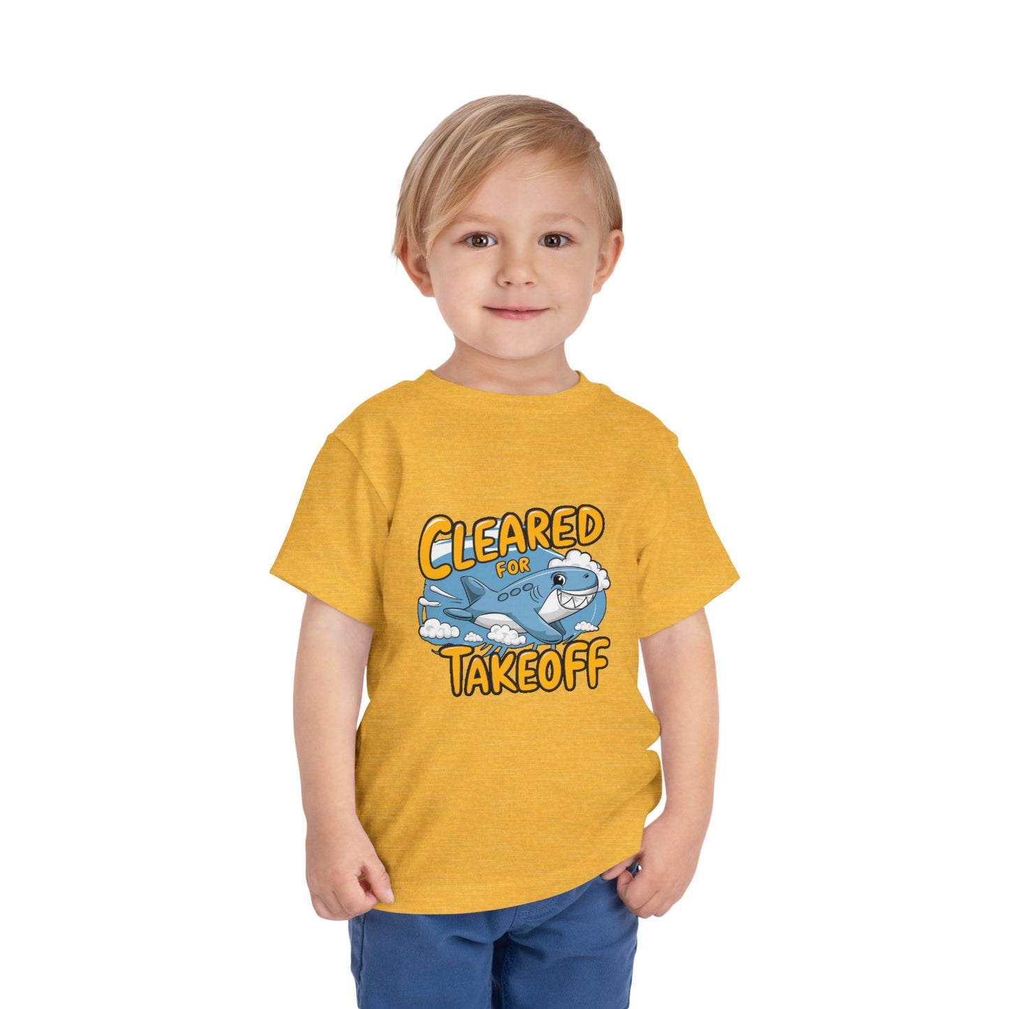 "CLEARED FOR TAKEOFF - SHARK" Toddler Short Sleeve Tee