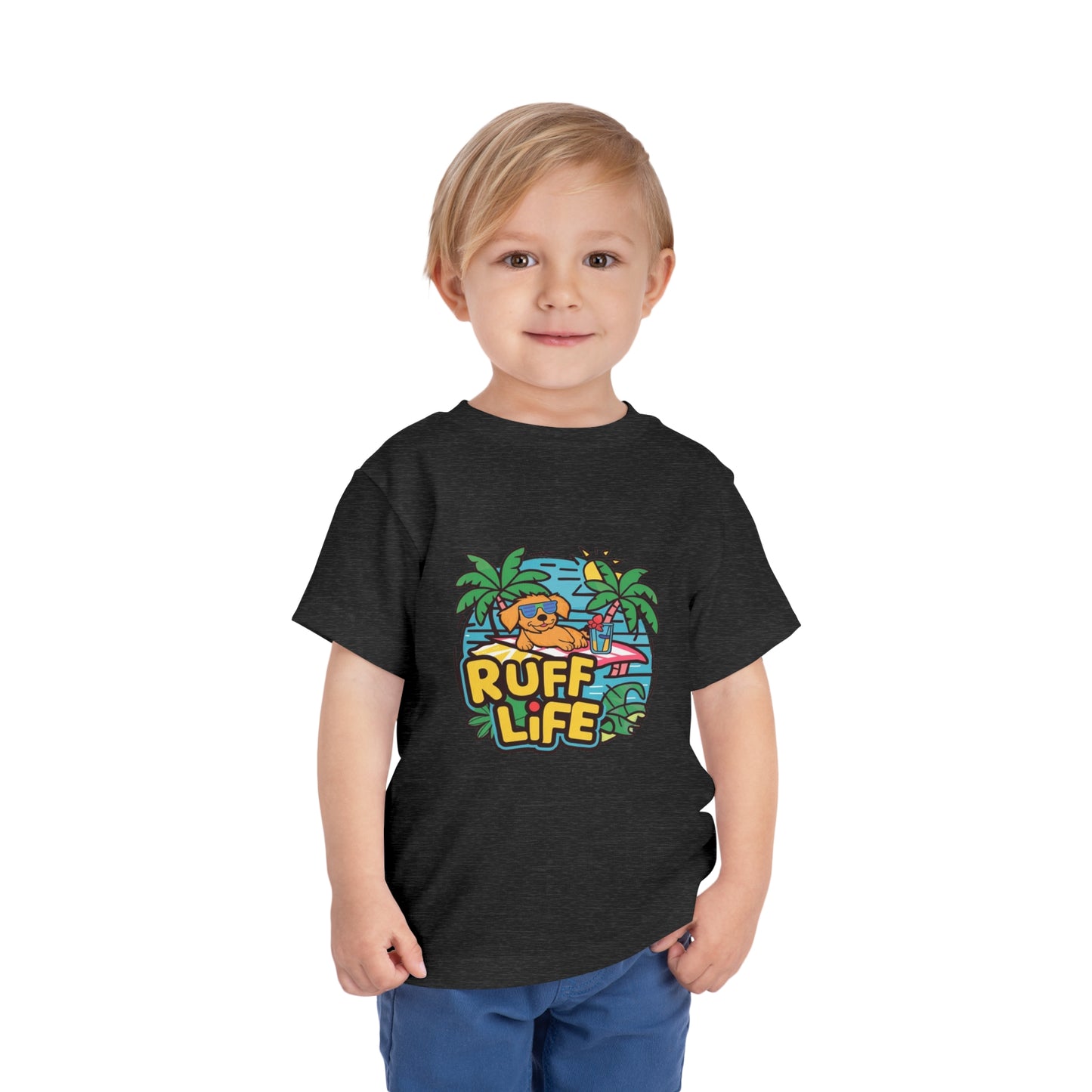 "RUFF LIFE - BEACH PUPPY" Toddler Short Sleeve Tee