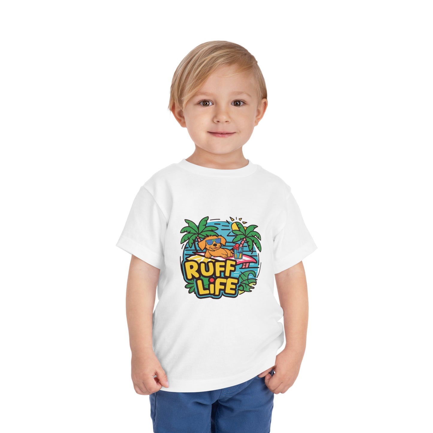 "RUFF LIFE - BEACH PUPPY" Toddler Short Sleeve Tee