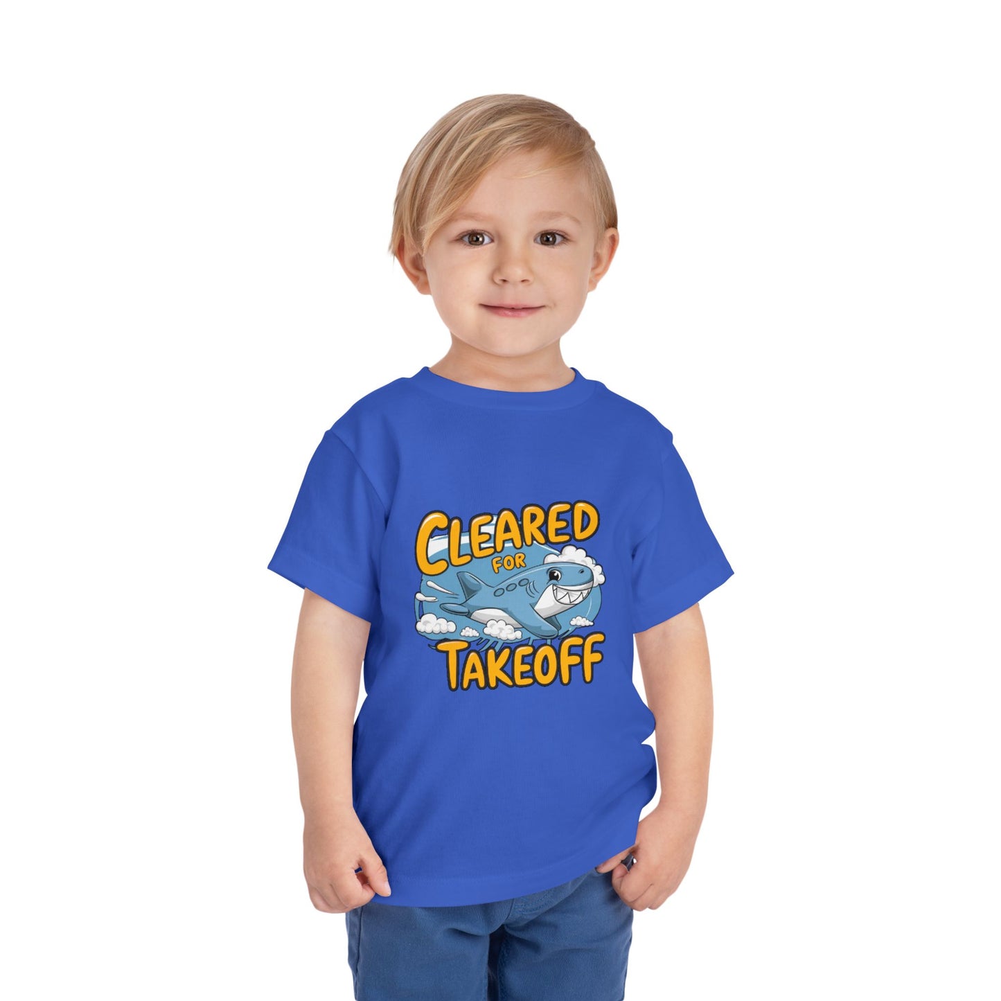 "CLEARED FOR TAKEOFF - SHARK" Toddler Short Sleeve Tee