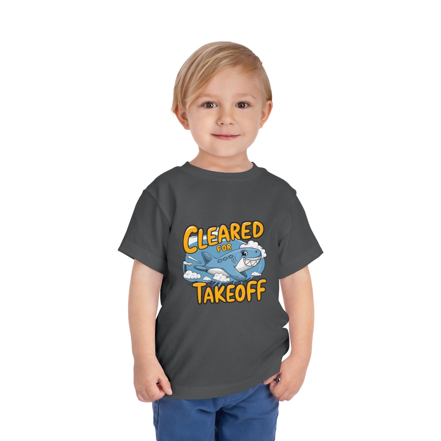 "CLEARED FOR TAKEOFF - SHARK" Toddler Short Sleeve Tee