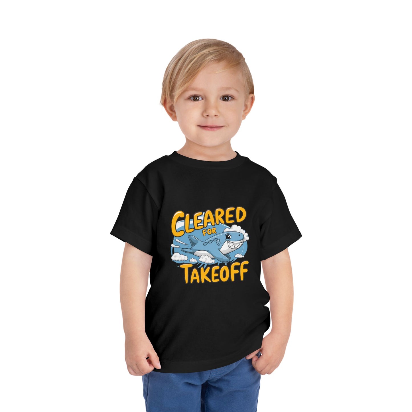 "CLEARED FOR TAKEOFF - SHARK" Toddler Short Sleeve Tee