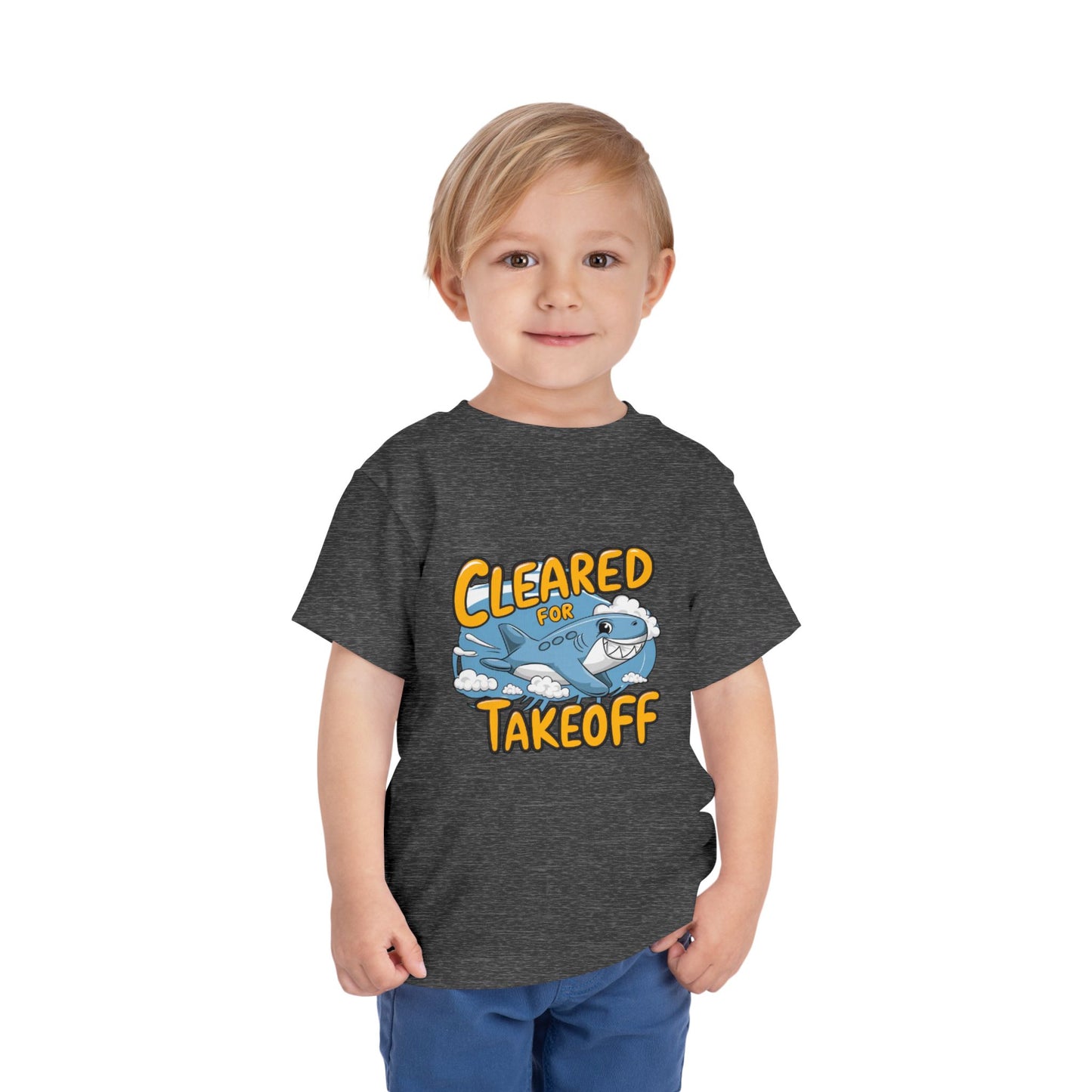 "CLEARED FOR TAKEOFF - SHARK" Toddler Short Sleeve Tee